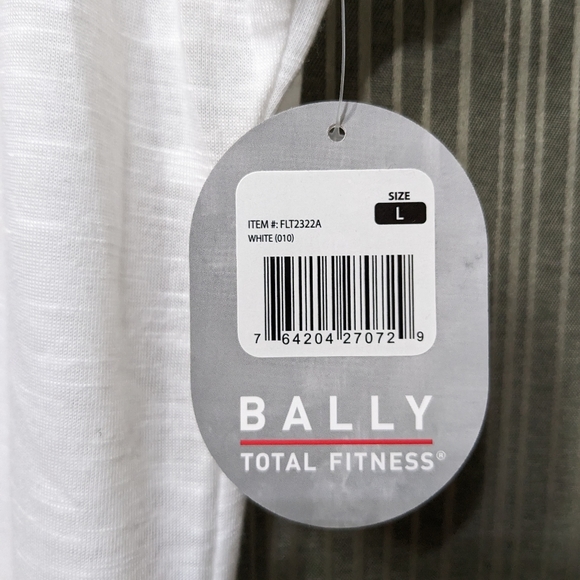 Womens L White Bally Active T Scoop neck, mesh trim, short sleeve - Picture 4 of 5